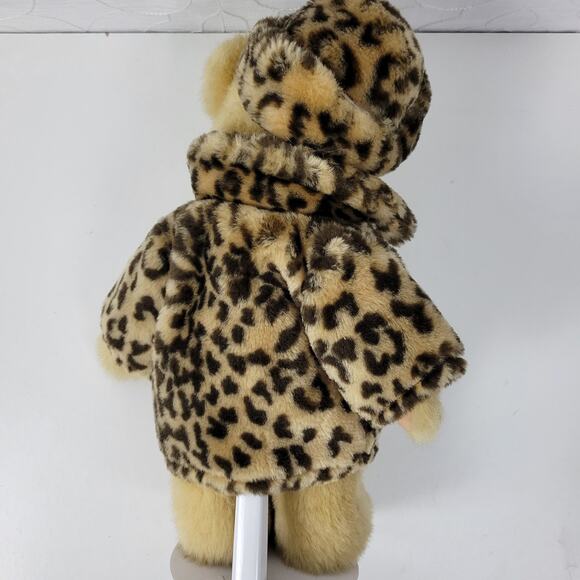 Berkley Designs Kids Stuffed Teddy Bear 13" Pearl Necklace Leapord Fur‎ Coat - Picture 6 of 12